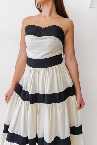 BEULAH Strapless Striped Dress