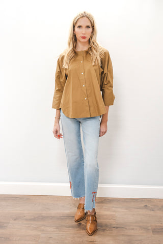 PINCH Round Neck Button Up Blouse