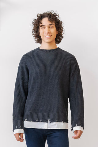 WRC Distressed Poplin Contrast Sweater