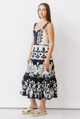 Farm Rio Summer Cutwork Midi Dress