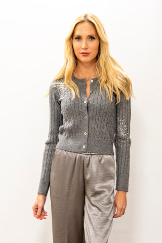 LUCY PARIS Elton Crystal Button Up Cardi