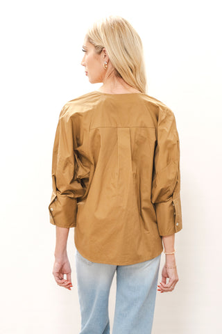 PINCH Round Neck Button Up Blouse