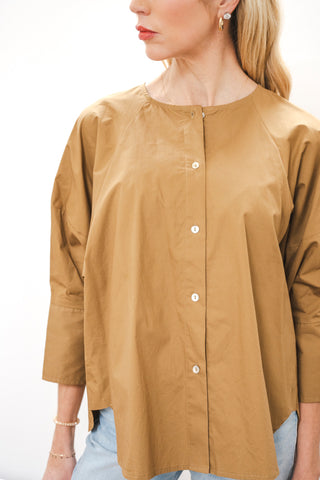 PINCH Round Neck Button Up Blouse