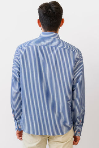 Untuckit Roy Wrinkle Free in Blue Stipe