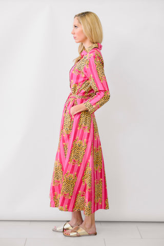 GUADALUPE Luciana Tibet Dress in Fuchsia