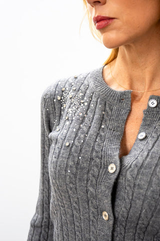 LUCY PARIS Elton Crystal Button Up Cardi