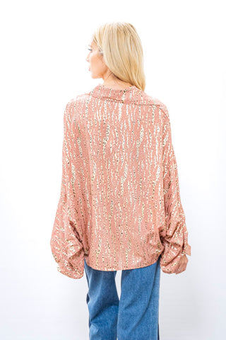 BEULAH Pink Oversized Dolman Sleeve Blouse