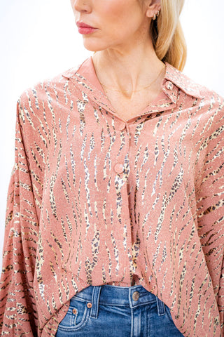 BEULAH Pink Oversized Dolman Sleeve Blouse