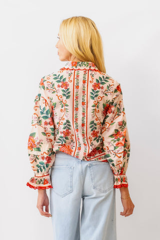 Farm Rio Pink Flower Tapestry Blouse