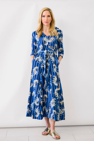 GUADALUPE Luciana Tibet Dragon Dress in Navy