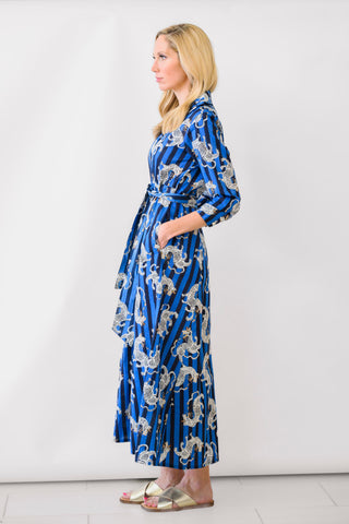 GUADALUPE Luciana Tibet Dragon Dress in Navy