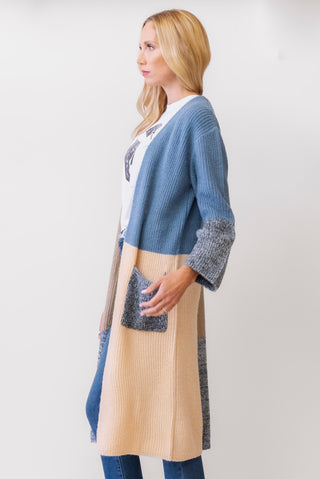 ELAN Colorblock Long Cardigan