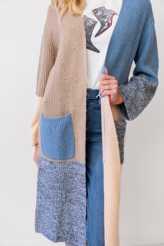 ELAN Colorblock Long Cardigan