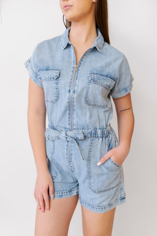 ELAN Denim Romper