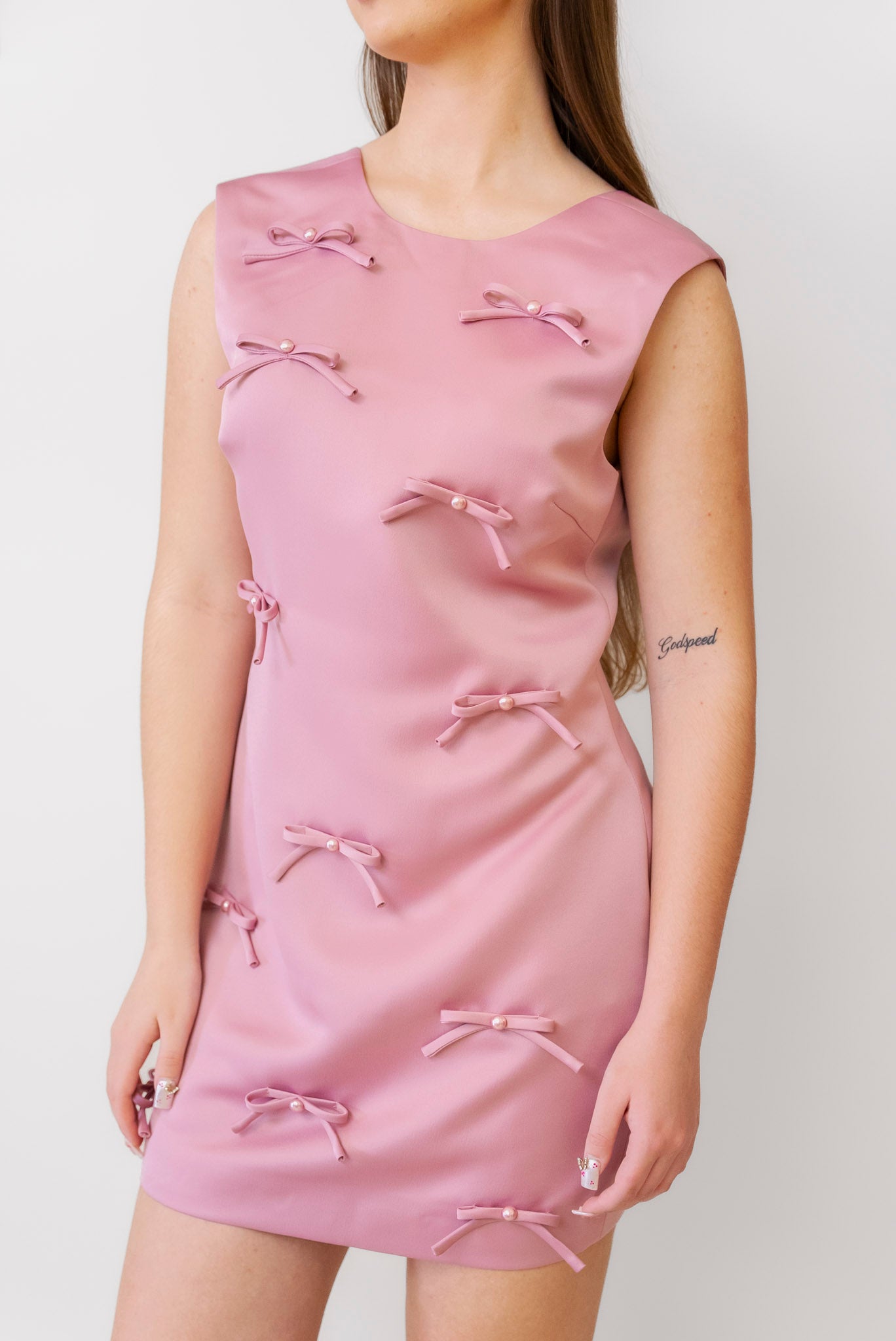 Rose Bow Shift Dress - Pink - M Rose Bow Shift Dress - Pink - M