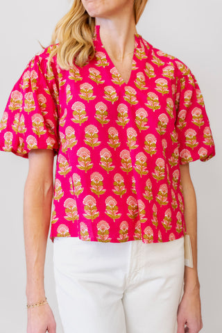 THML Printed Blouse in Magenta