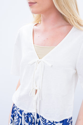 Z Supply La Belle Linen Top White