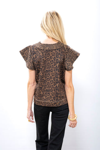 THML V Neck Flutter Sleeve Top