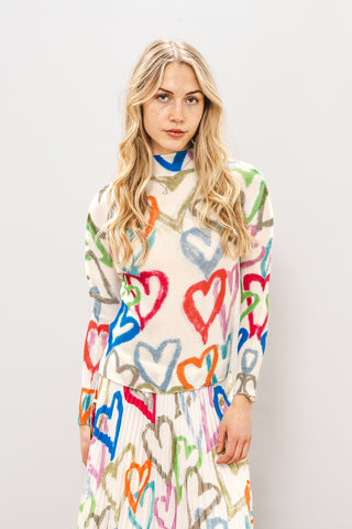 WILD COSMOS Ava Hearts White Mix Top