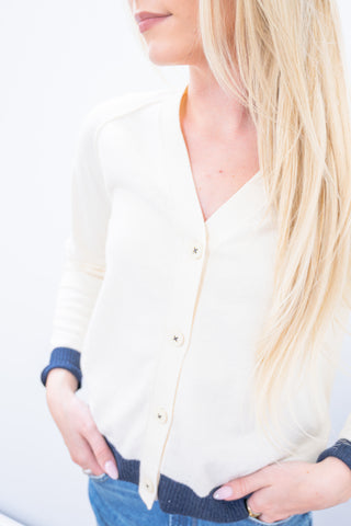 Zaket & Plover Cadigan w/ Navy Trim