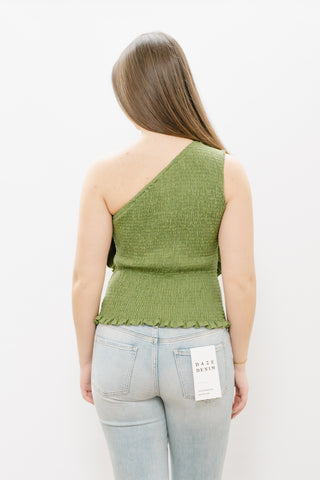 FARM RIO Green One Shoulder Blouse