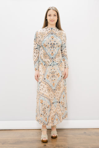 WILD COSMOS Arianna Kilim Pleated Skirt