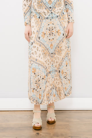 WILD COSMOS Arianna Kilim Pleated Skirt