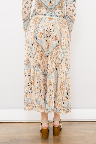 WILD COSMOS Arianna Kilim Pleated Skirt