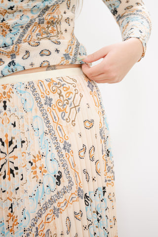 WILD COSMOS Arianna Kilim Pleated Skirt