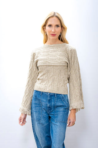 CURRENT AIR Boatneck Sweater/Scarf Sleeve