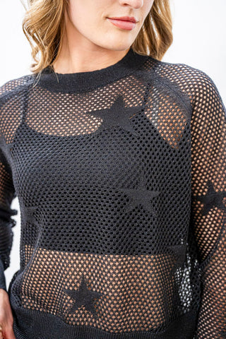 ELAN Mesh Star Sweater