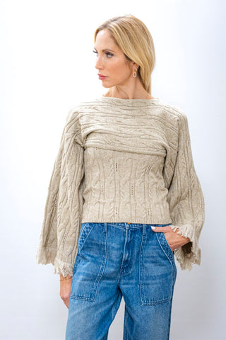 CURRENT AIR Boatneck Sweater/Scarf Sleeve