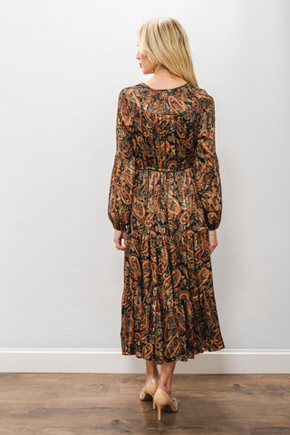 APRICOT Painterly Lurex Paisley Midi Dress