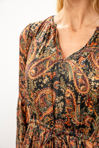 APRICOT Painterly Lurex Paisley Midi Dress