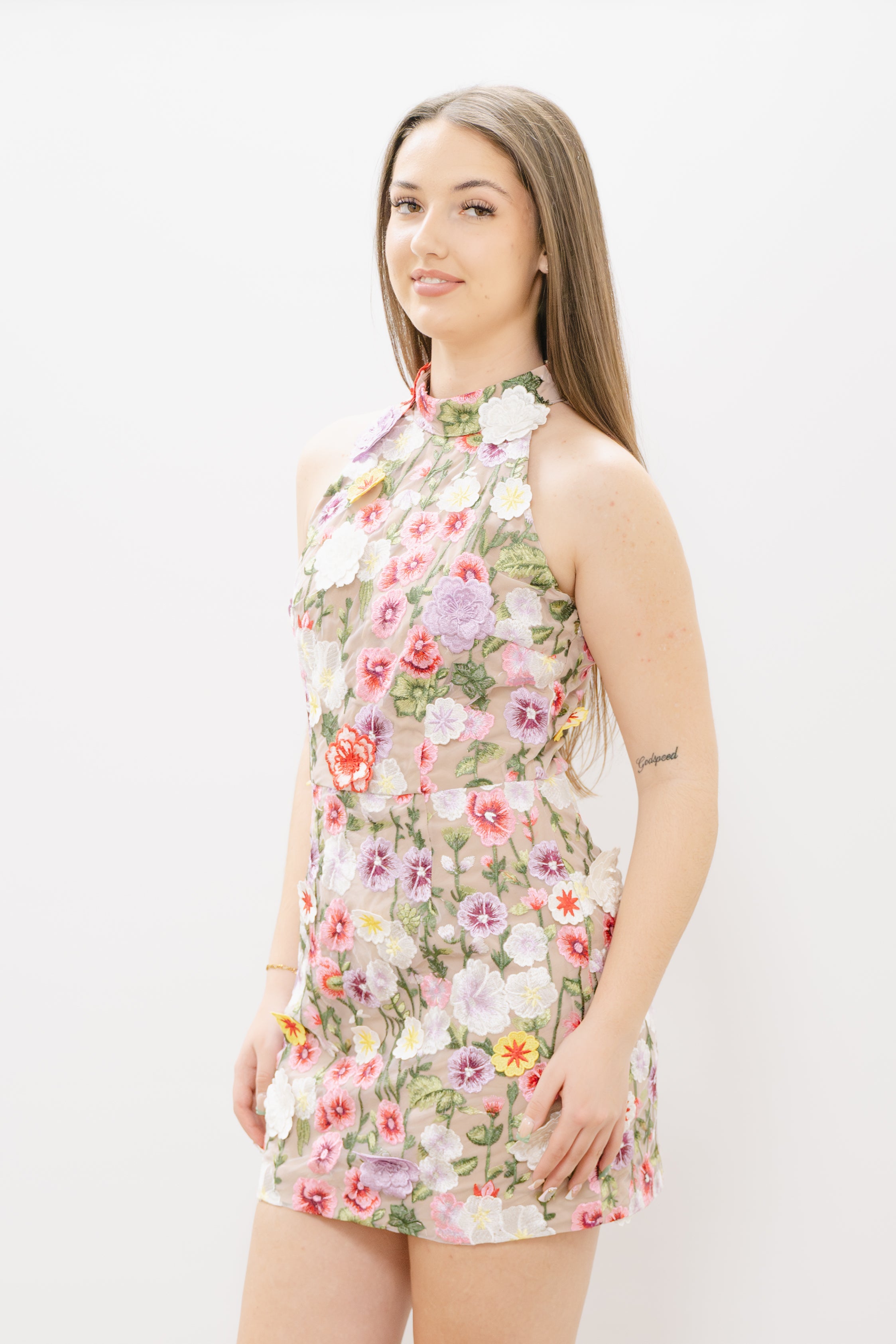 elliatt pink floral dress Millie Tiered Gown - Pink Floral - S