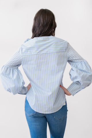 The Shirt Louisa Shirt in Blue and Tan Stripe