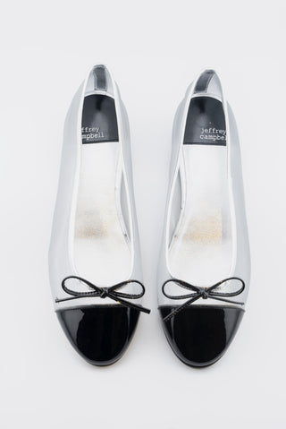 Jeffrey Campbell Releve Mesh Ballet Flat in Silver and Black