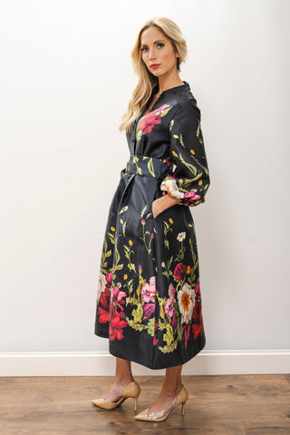 NANCY YANG Floral Puff Sleeve Dress