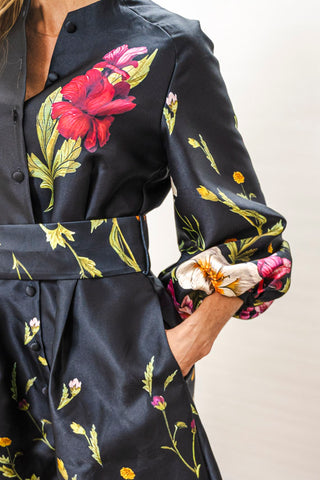 NANCY YANG Floral Puff Sleeve Dress