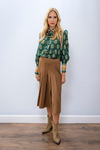 CURRENT AIR Faux Suede Pleated Skirt