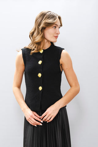 BEULAH Sweater Vest w/ Gold Buttons