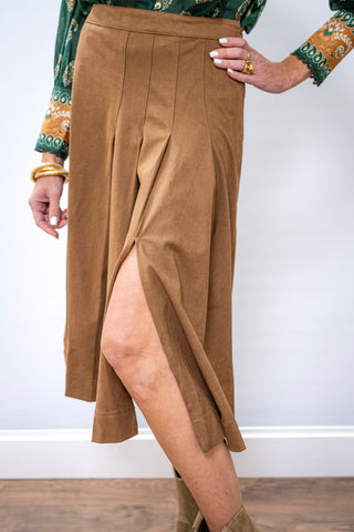 CURRENT AIR Faux Suede Pleated Skirt