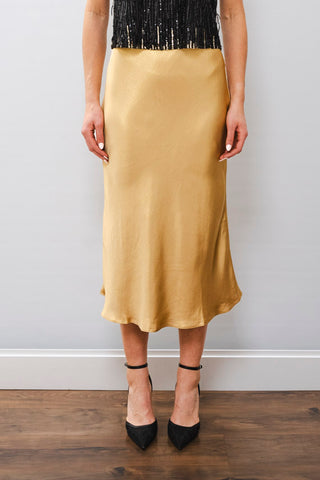 CURRENT AIR Bias Cut Gold Skirt