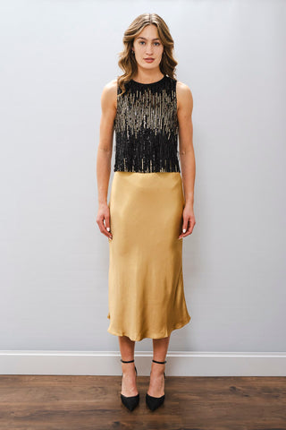 CURRENT AIR Bias Cut Gold Skirt