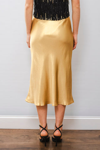 CURRENT AIR Bias Cut Gold Skirt