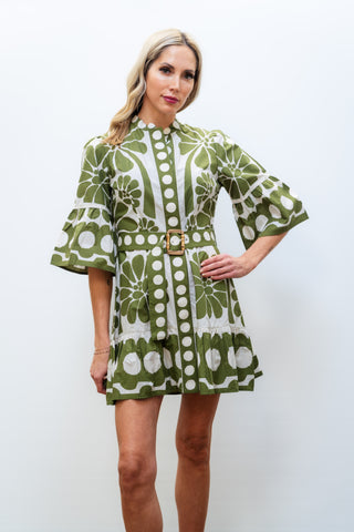 FARM RIO Green Palermo Mini Dress