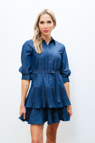 CURRENT AIR Button Up Pleated Skirt Mini Dress