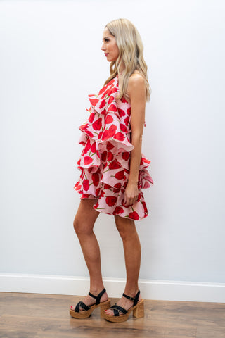 elliatt pink dress Melia Halter Mini Dress - Pink & Red Floral - S
