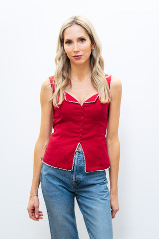 SOFIE THE LABEL Button Tank w/ Scallop Trim