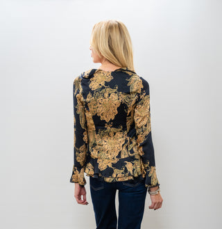 BAILEY ROSE Navy Ruffle Blouse